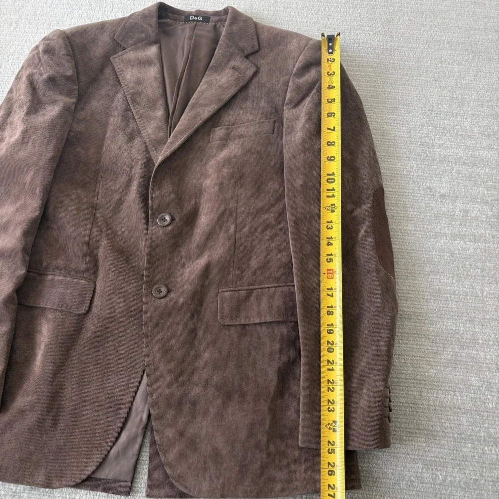 D&G Dolce &Gabbana Blazer IT 48 Brown Corduroy Wool Super 150s Elbow Patch